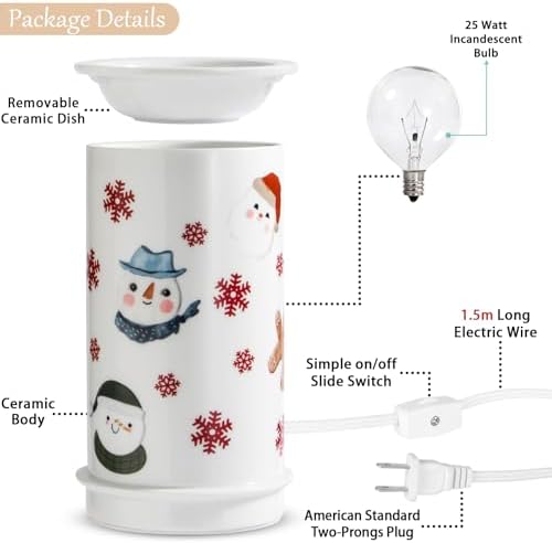 STAR MOON Ceramic Electric Wax Melter with 3D Snowman Design