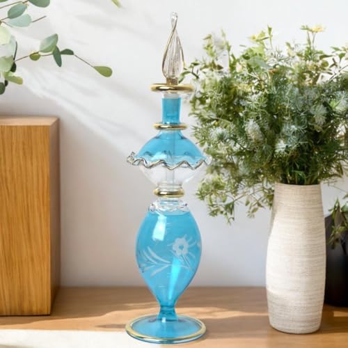 Hand Painted Glass Perfume Decanter with Golden Trim