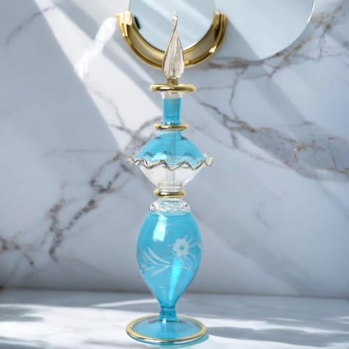 Hand Painted Glass Perfume Decanter with Golden Trim