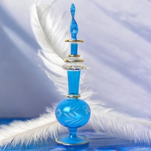 Hand-Painted Glass Perfume Bottle with Golden Trim