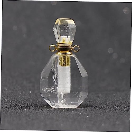 Garneck Fluorite Crystal Perfume Bottle Pendant Necklace for Women
