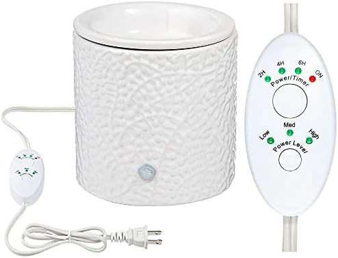 White Leaf Ceramic Candle Warmer with Safety Timer
