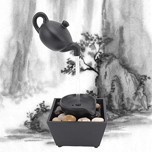 Horoper Floating Teapot Tabletop Water Fountain with LED Lights
