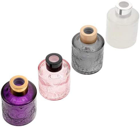 Amosfun 4pcs Embossed Aroma Diffuser Bottles for Home Decor