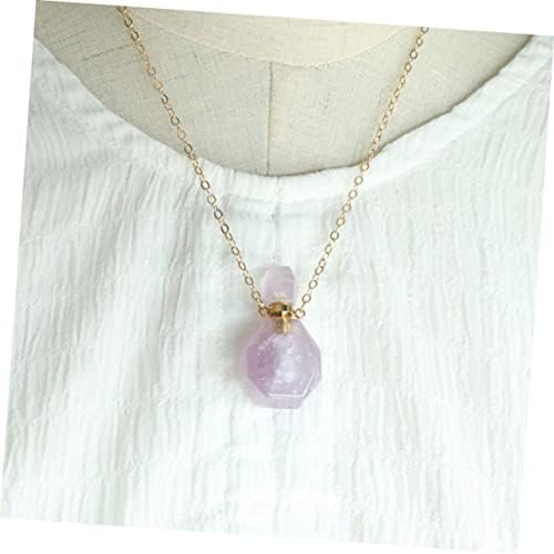 GARVALON Fluorite Crystal Perfume Bottle Necklace for Women