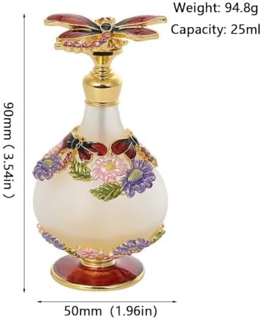 25ml Perfume Bottles Empty with Dragonfly Cover Vintage Glass Decorative Bottles for Girls Women