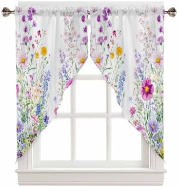 Flowers Spring Valances for Windows 2 Panel 28x36 inches
