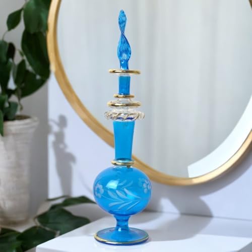 Hand-Painted Glass Perfume Bottle with Golden Trim