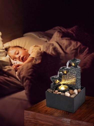 Tabletop Waterfall Decor with Soft Lights