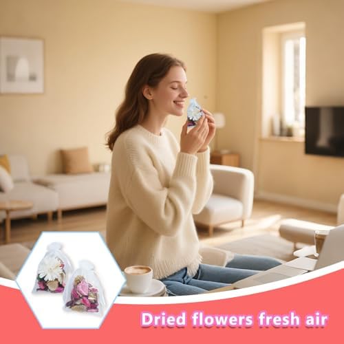 DIY Sweet Floral Heart Shaped Dry Flower Sachet Set - 5 Bags with Flowers