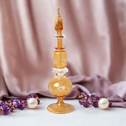 Hand Blown Amber Fragrance Glass Bottle