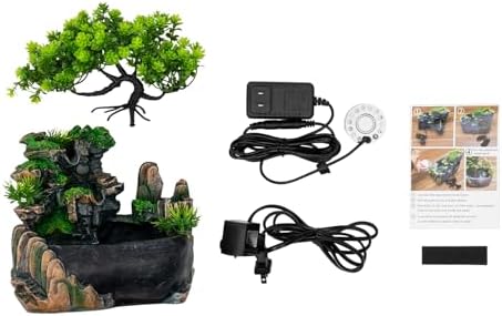 Indoor Tabletop Fountain Humidifier with Light and Rockery Design
