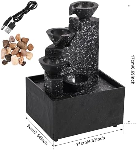 StuiPuil Tabletop Waterfall Decor with Soft Lights
