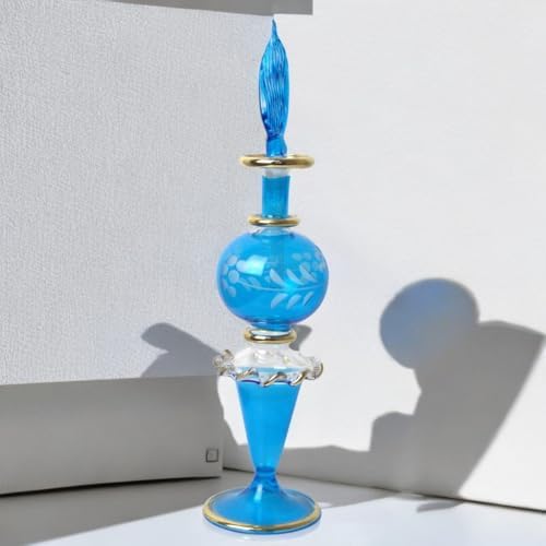 Hand Blown Refillable Perfume Bottle with Golden Trim