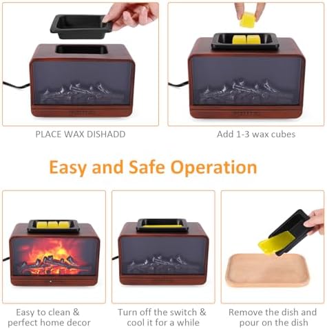 Wax Melt Warmer with Dynamic Flame and Timer