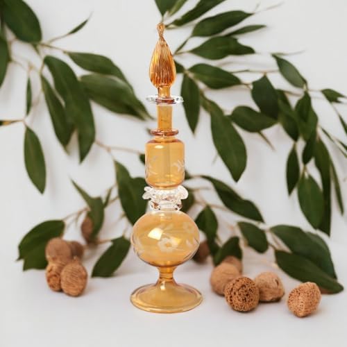 Hand Blown Amber Fragrance Glass Bottle