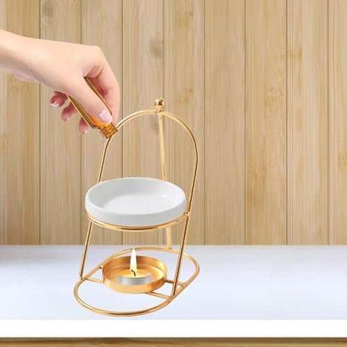 Essential Oil Burner with Removable Ceramic Bowl Gold