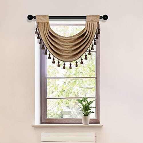 ELKCA Coffee Thick Chenille Swag Valance 30x22