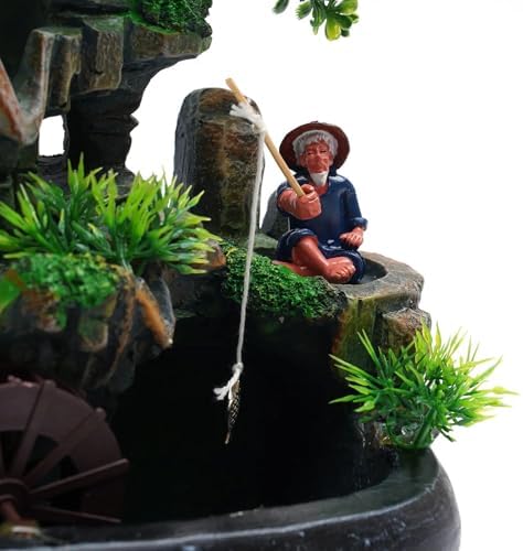 Rurazong Waterfall Fountain with LED Lights Table Top Decor