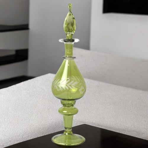 Egyptian Green Glass Scent Decanter Refillable Perfume Bottle