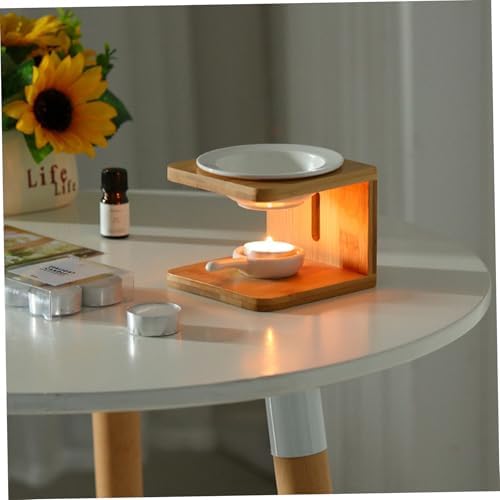 Essential Oil Warmer with Bamboo Base and Ceramic Bowl