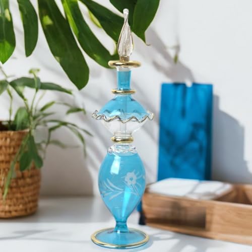 Hand Painted Glass Perfume Decanter with Golden Trim