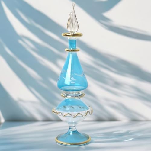 Egyptian Glass Perfume Bottle with Golden Trim