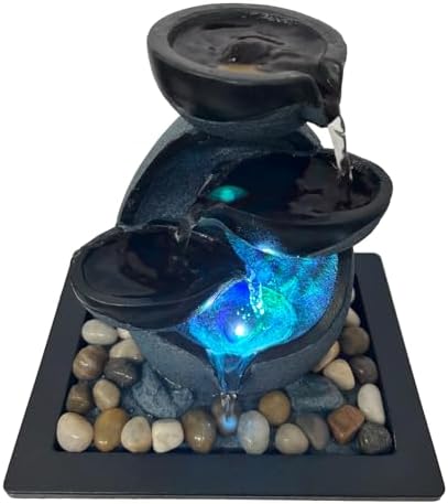 Indoor Tabletop Water Fountain with LED Light and Pump