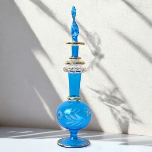 Hand-Painted Glass Perfume Bottle with Golden Trim