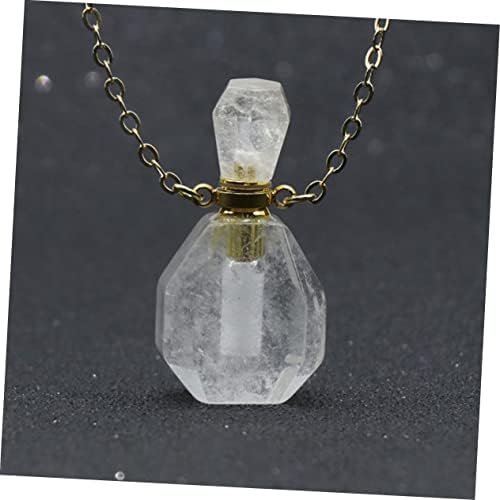 Garneck Fluorite Crystal Perfume Bottle Pendant Necklace for Women