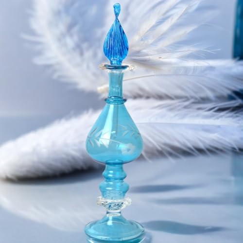 Egyptian Glass Perfume Bottle Hand Painted Refillable Decanter