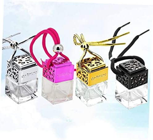 FOYTOKI Car Hanging Perfume Bottle Glass Diffuser Square Shape Empty Car Decor Bottle