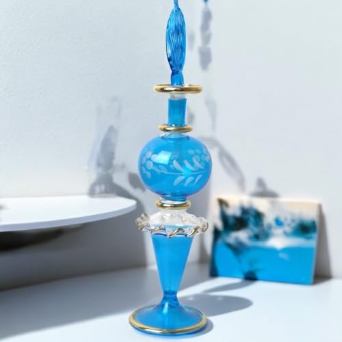 Hand Blown Refillable Perfume Bottle with Golden Trim