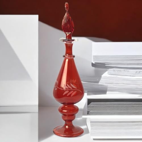 Ornamenta Hand-Blown Glass Perfume Bottle with Egyptian Engraving