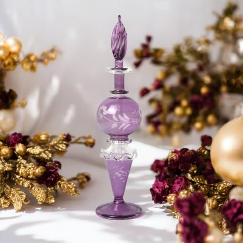 Ornamenta Purple Glass Fragrance Bottle with Engraved Design