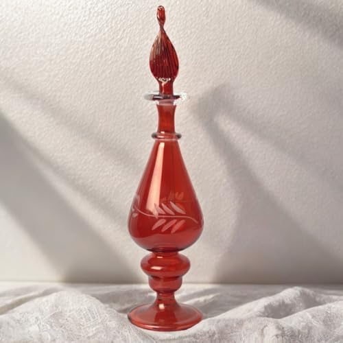 Ornamenta Hand-Blown Glass Perfume Bottle with Egyptian Engraving
