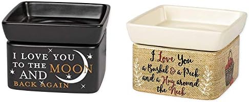 2 Pc Set Love You to The Moon and Back Love You Bushel and a Peck Ceramic Stone Candle Warmers