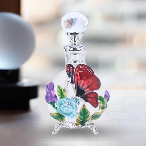 Glass Perfume Bottle 25ml Retro Embossed Dripping Cap Empty Vial for Ladies