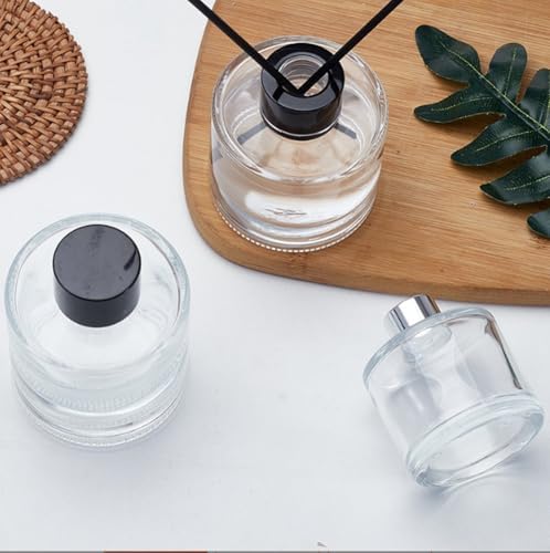 2 Pcs 50ml Clear Glass Diffuser Bottles with Black Lid