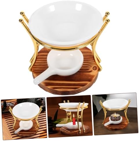 Wooden Essential Oil Burner with Iron Base for Aromatherapy