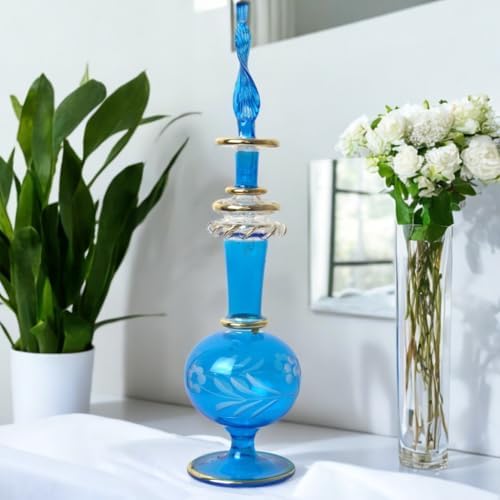 Hand-Painted Glass Perfume Bottle with Golden Trim