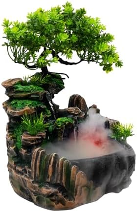 DYRABREST Indoor Relaxation Desktop Fountain with LED Light and Pump