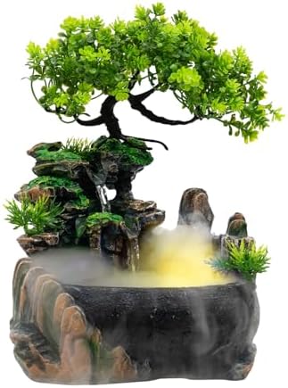 CAIHAOA Indoor Tabletop Fountain with Light and Pump