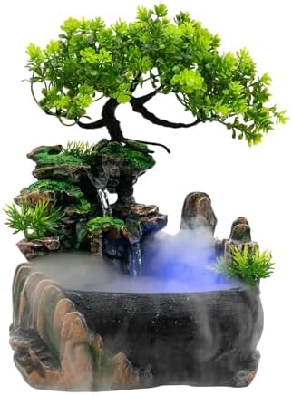 CAIHAOA Indoor Tabletop Fountain with Light and Pump