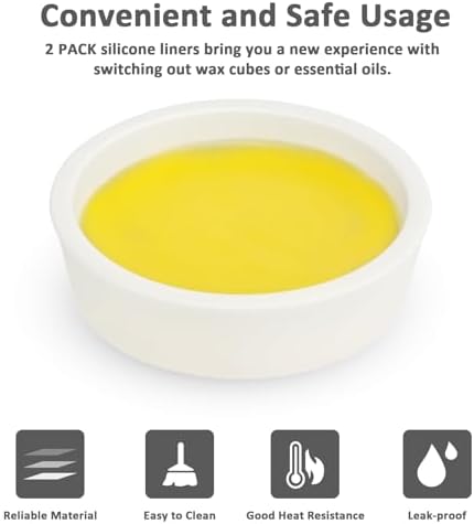 Bobolyn Silicone Wax Warmer Liners 2Pcs Reusable Leakproof
