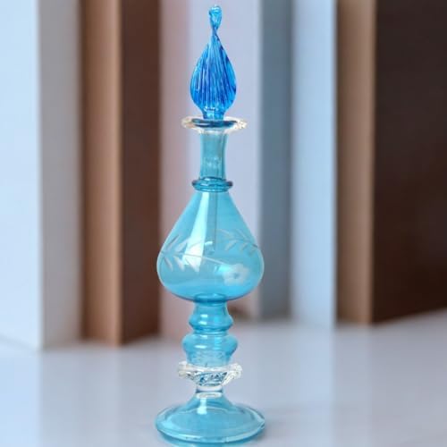 Egyptian Glass Perfume Bottle Hand Painted Refillable Decanter