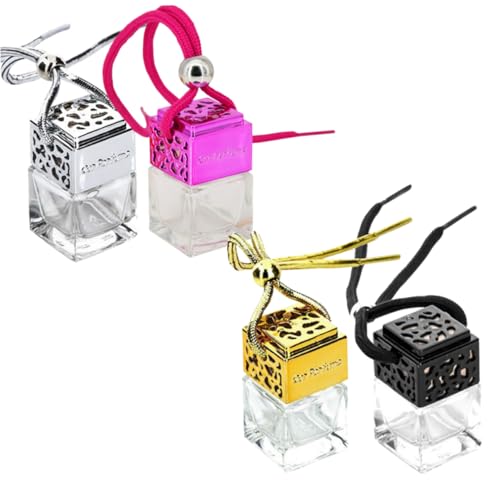 PartyKindom 4Pcs 8ml Hanging Perfume Bottle Pendant Decorative Glass Essential Oil Holder