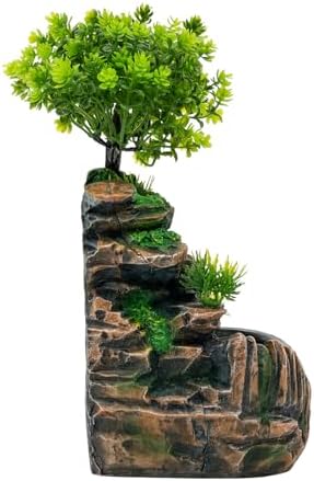 Indoor Tabletop Fountain Humidifier with Light and Rockery Design