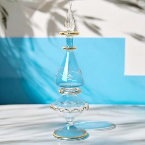 Egyptian Glass Perfume Bottle with Golden Trim