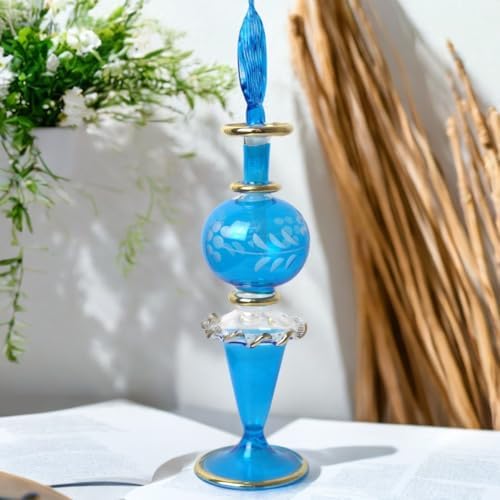 Hand Blown Refillable Perfume Bottle with Golden Trim